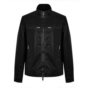 Firetrap Mens Faux Leather Biker Jacket / Black